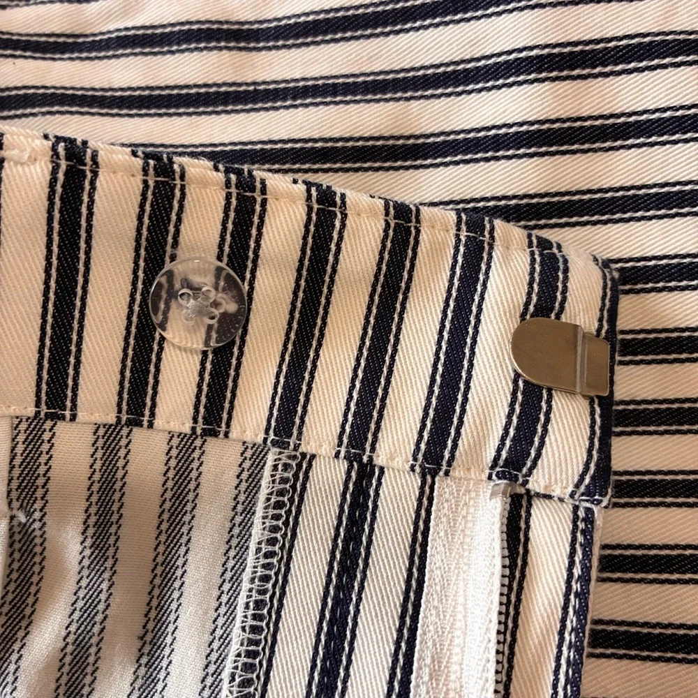 Lands’ End Shorts Blue & White Ticking Striped Bermuda Women’s Sz 14P